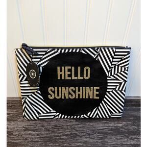 Hello Sunshine Make Up Bag with Gold Lettering/Zipper NWT